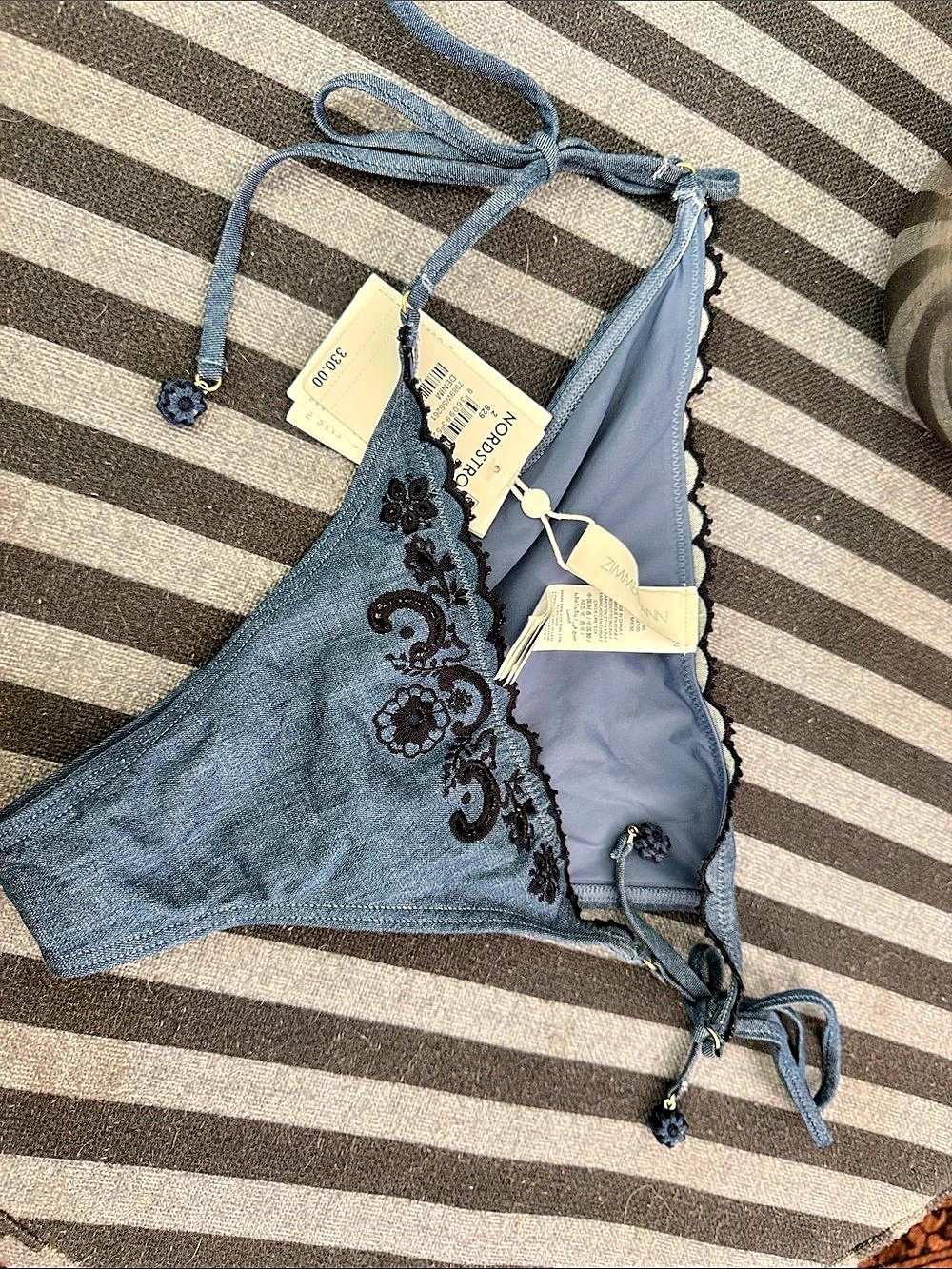 Zimmermann Astra Denim Embroidered Bikini Embroidered Bikini in Blue Size Small